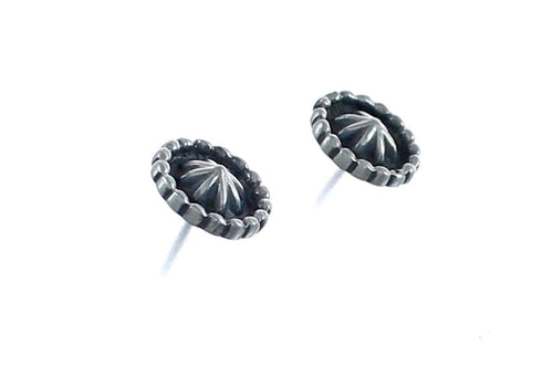 Navajo Concho Sterling Silver Post Stud Earrings AX124284